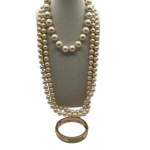 Vintage Faux Pearl Necklace & Gold Bangle Set – Classy Sassy & a Bit Badassy